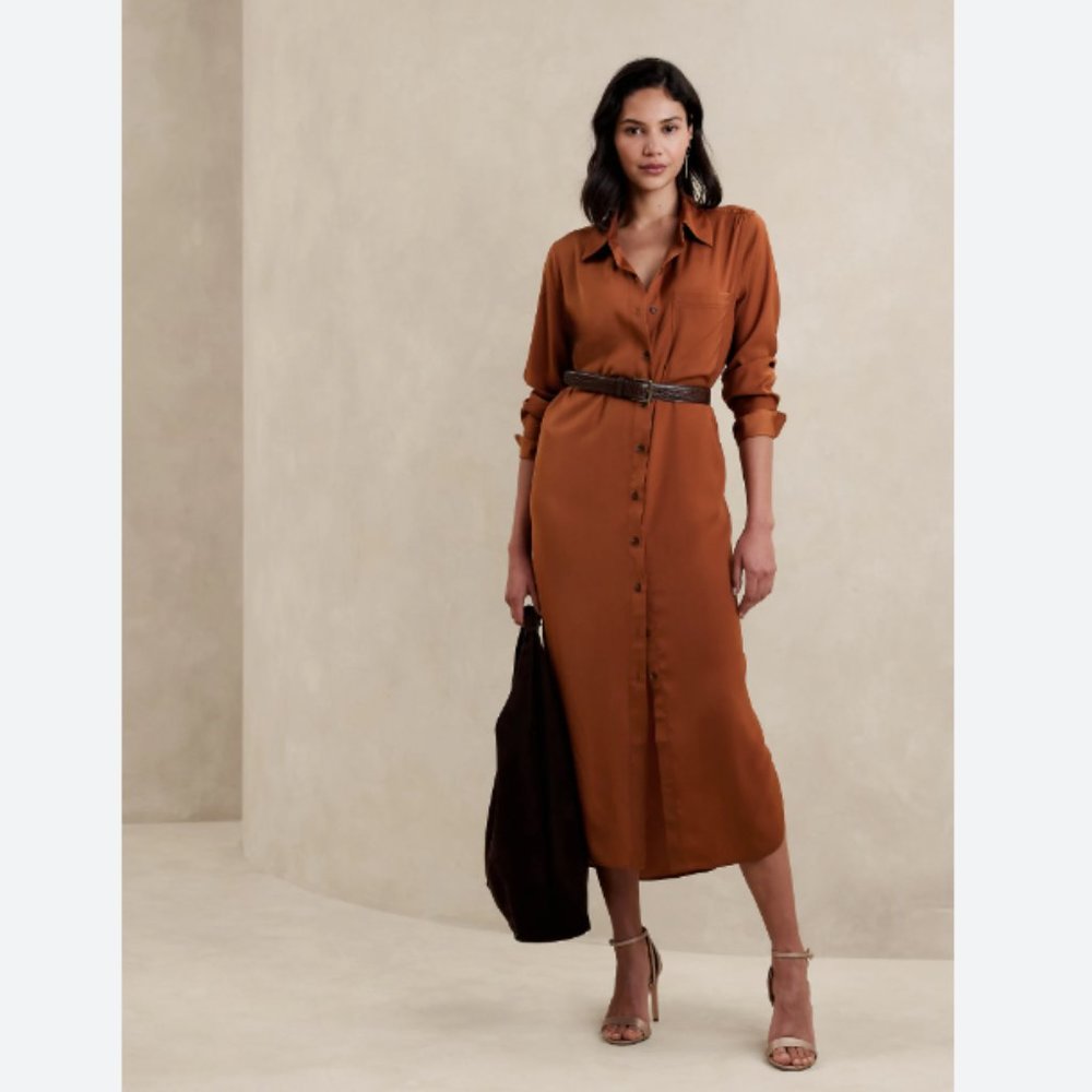 Banana Republic Satin Maxi Shirtdress